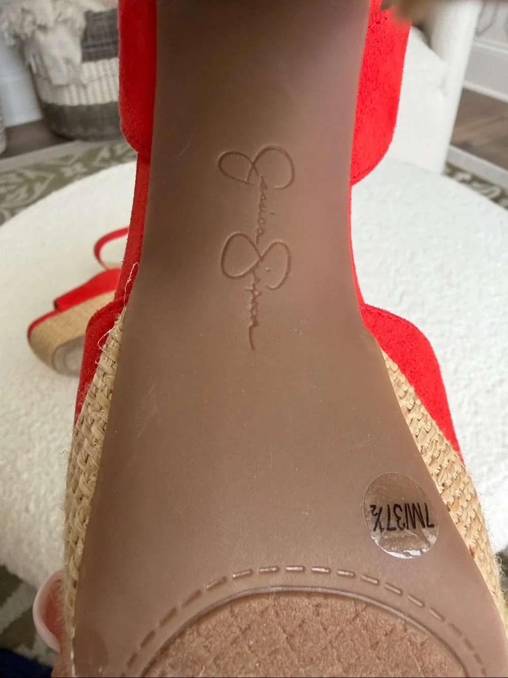 Jessica Simpson Red-orange Platform Block Heel Sandals Size 7M Like New